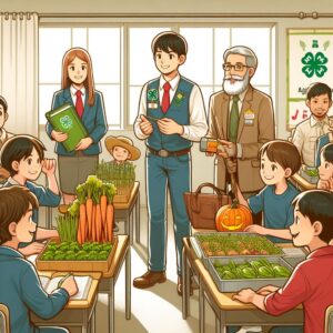 4 h club meeting with youth and club leaders who are interested in agriculture vivid and detailed illustration (1)